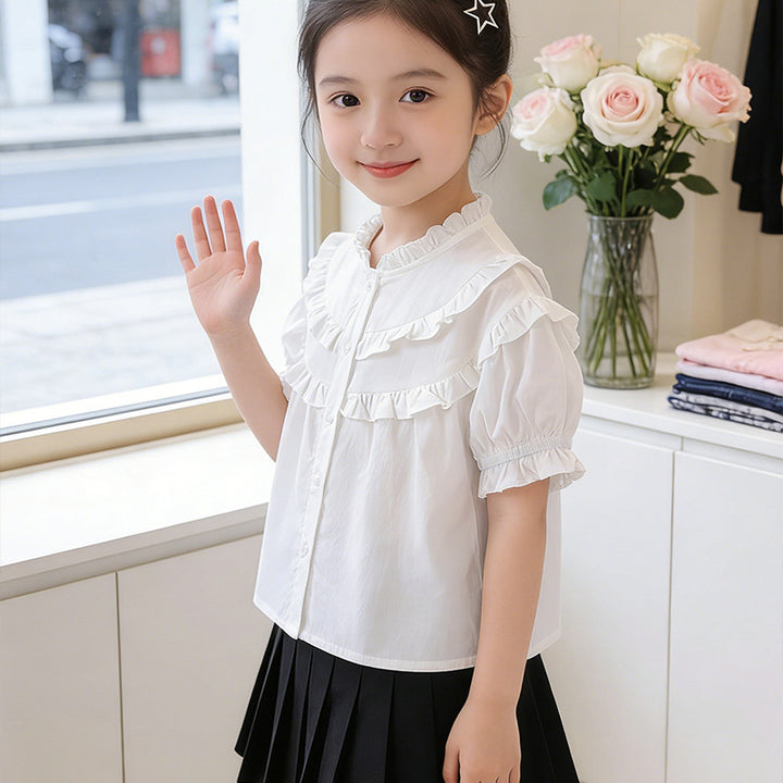 Mädchen Rüschenbluse mit elegantem Kragen Drune