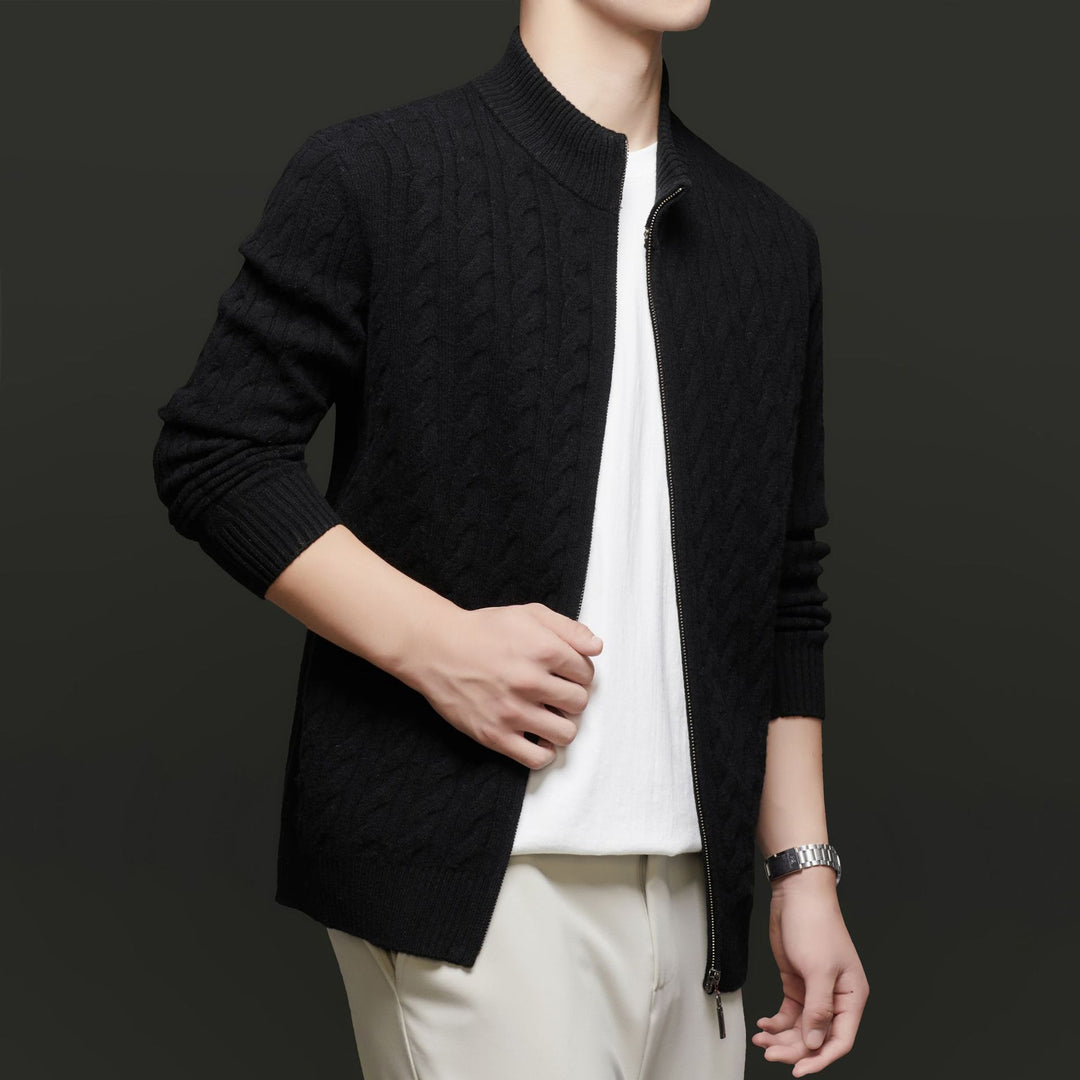 Herren Strickjacke mit modernem Zopfdesign Drune