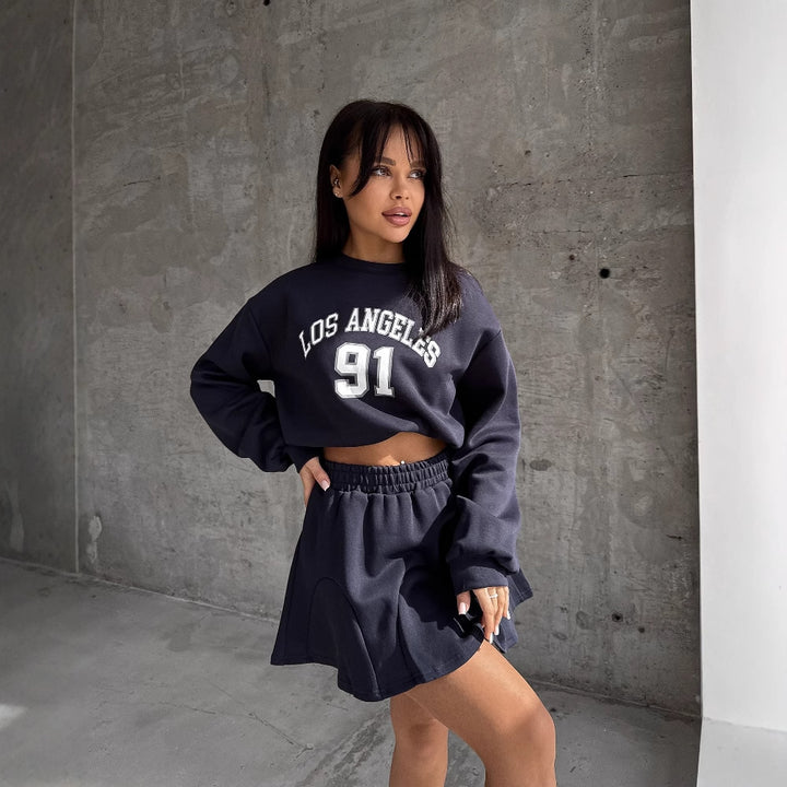 Damen Sportlicher Sweater und Rock Set Drune