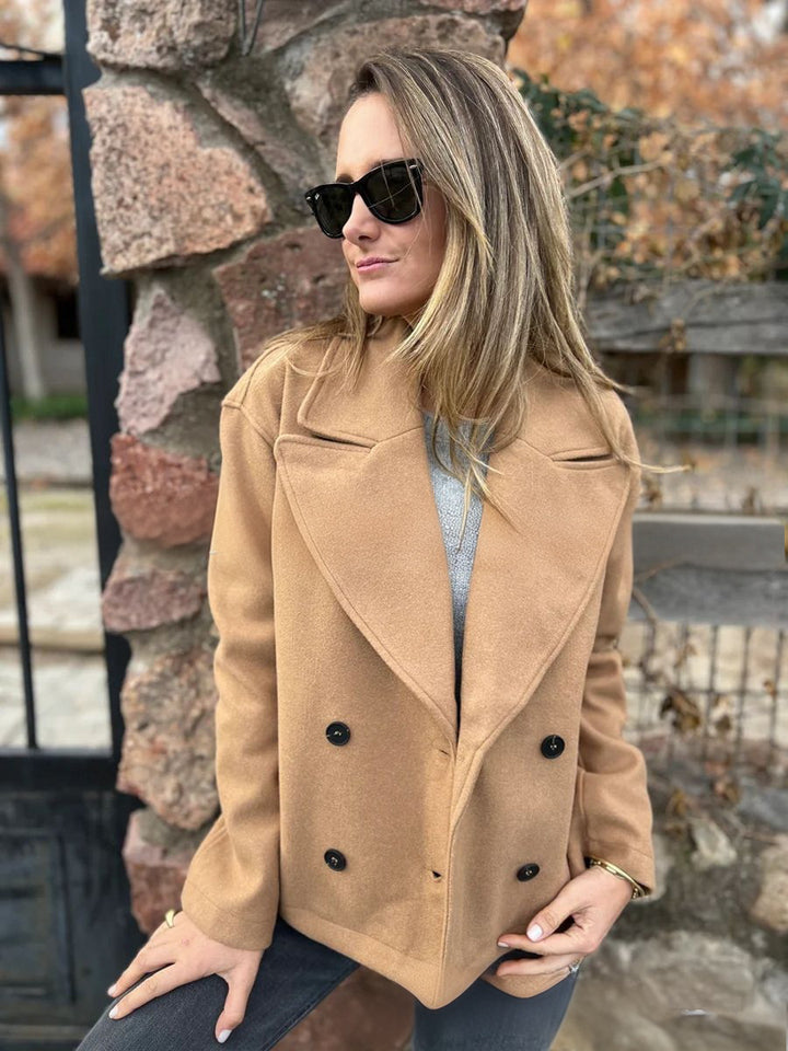 Damen Klassischer Doppelreiher-Wollmantel Drune
