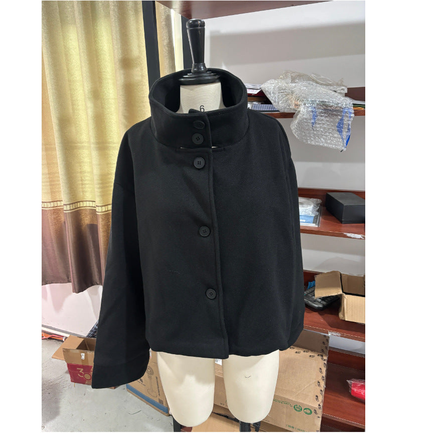 Damen modische Wolljacke mit strukturiertem Kragen und elegantem Schnitt Drune