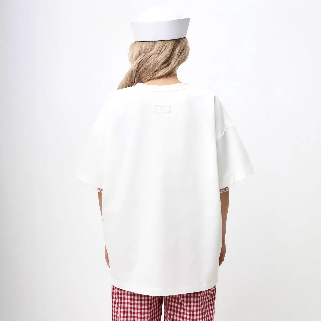 Damen Casual Oversize-Bluse mit Spitzenärmelbindung und lässigem Design Drune
