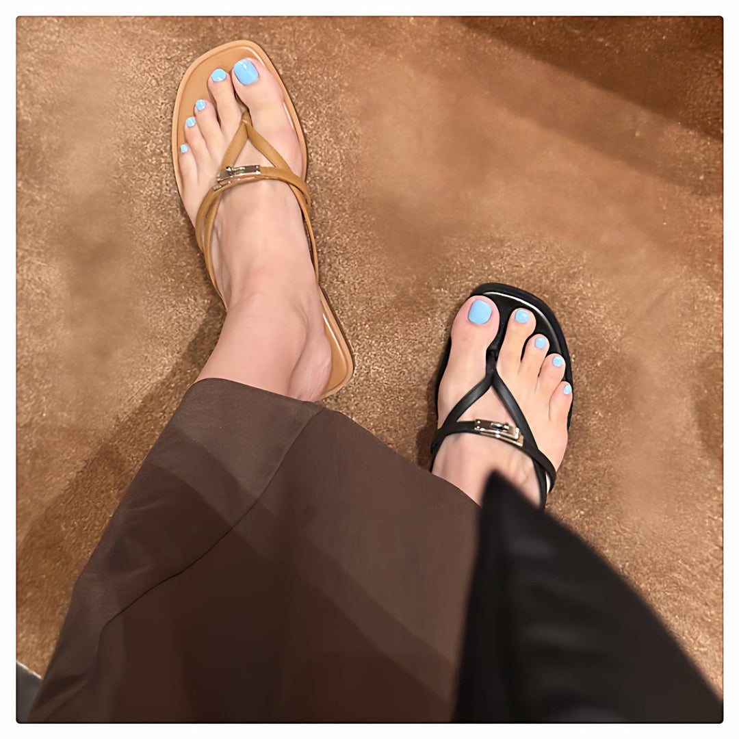 Damen Elegante Flip-Flops mit glänzenden Akzenten Drune