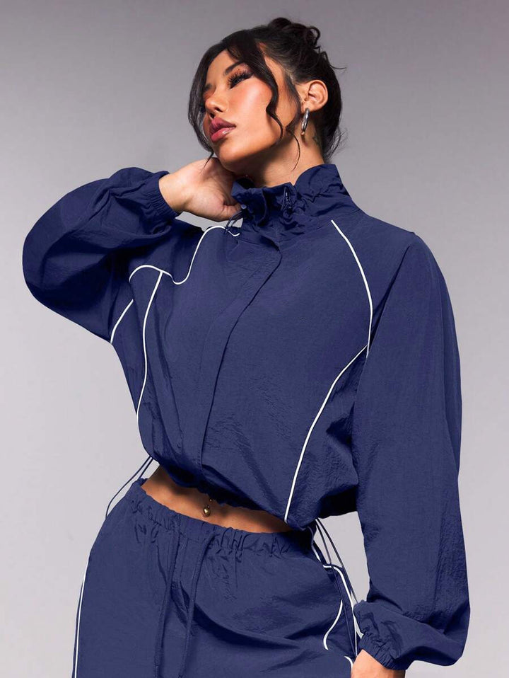 Damen sportlicher Loungewear-Trainingsanzug mit Rüschendetails Drune