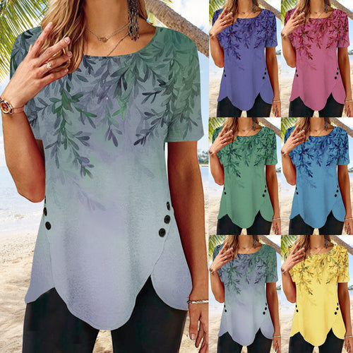 Damen Elegantes Tunika-Oberteil mit asymmetrischem Saum und Knopfdetails Drune