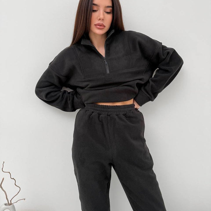 Damen Fleecejacke und Jogginghose Set Drune