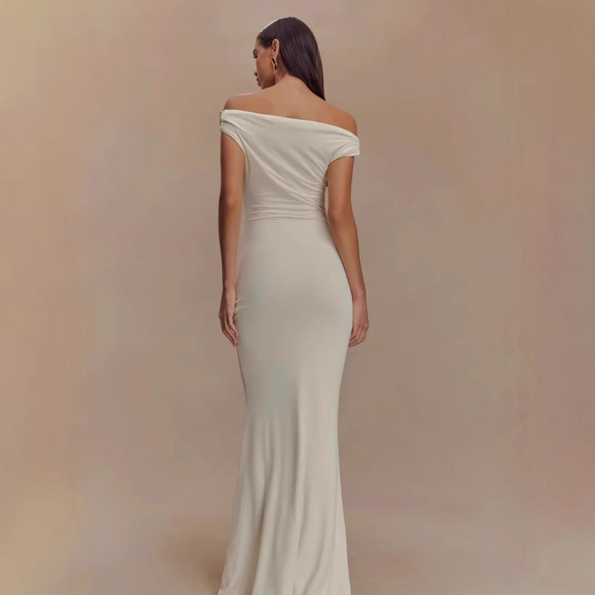 Damen Elegantes Off-Shoulder-Maxi-Kleid im luxuriösen Schnitt Drune