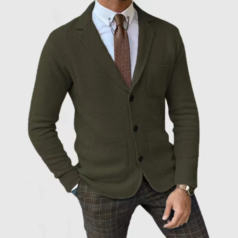 Herren Strickblazerjacke mit hohen Taschen und eleganter Knopfleiste Drune