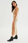 Damen Maxikleid mit raffiniertem Netzdesign und hohem Schlitz Drune