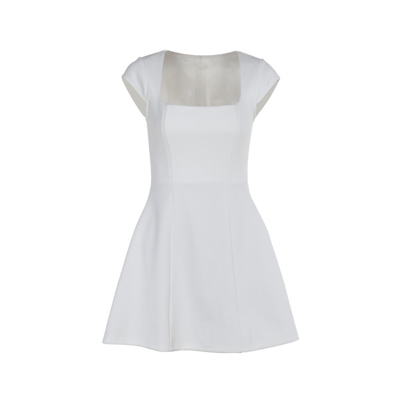 Damen figurbetontes Minikleid mit Quadratausschnitt und voluminösem Rock Drune