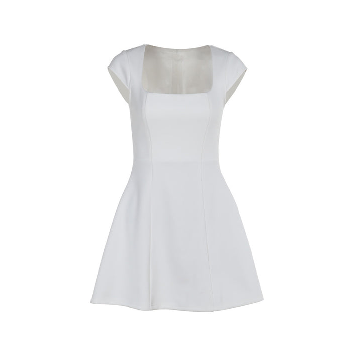 Damen figurbetontes Minikleid mit Quadratausschnitt und voluminösem Rock Drune