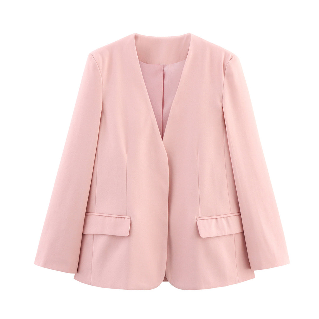 Damen elegante Blazerjacke mit schmalem Schnitt und praktischen Taschen Drune