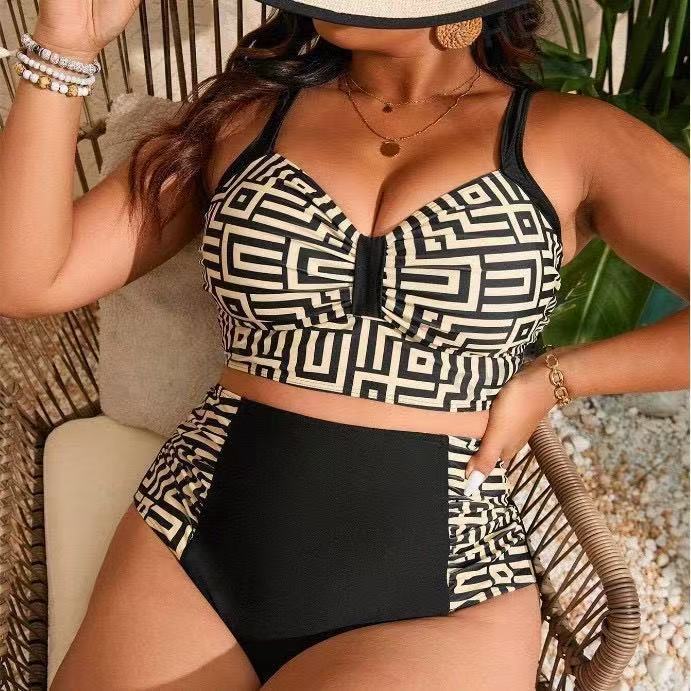Damen Zweiteiliges Bikini-Set mit modernem geometrischem Design Drune