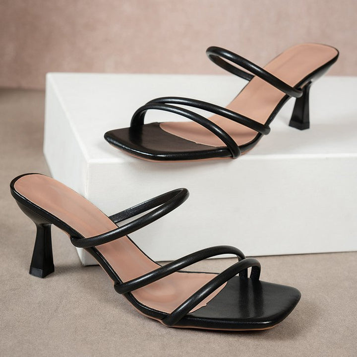 Damen elegante Sandaletten mit kunstvollem Riemendesign und modischem Blockabsatz Drune