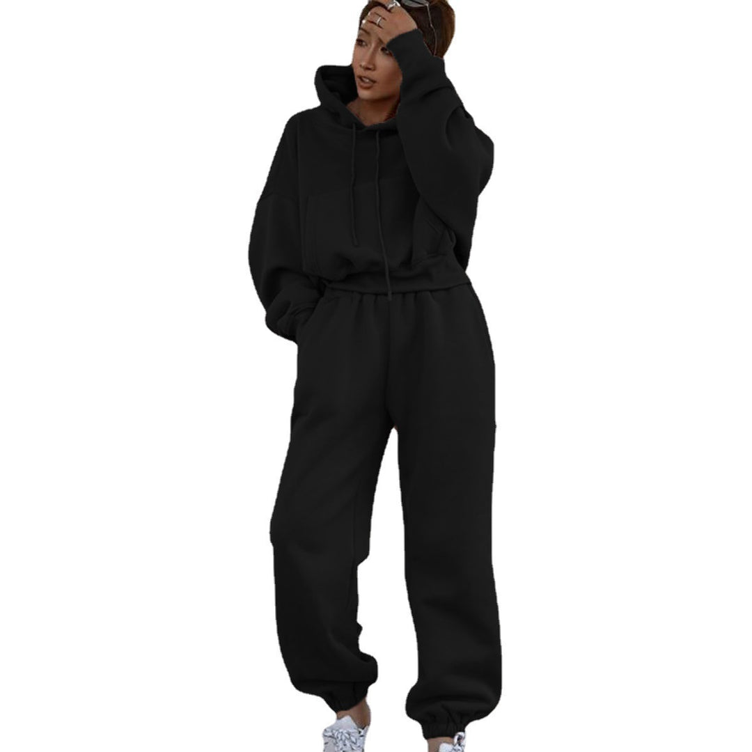 Damen Fleece-Jogginganzug mit Oversized-Hoodie und elastischem Bund Drune
