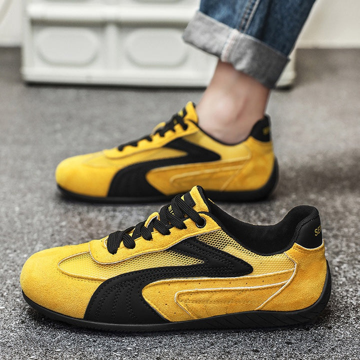 Damen retro-angehauchte Veloursleder-Sneaker mit atmungsaktivem Mesh-Einsatz und rutschfester Gummilaufsohle Drune