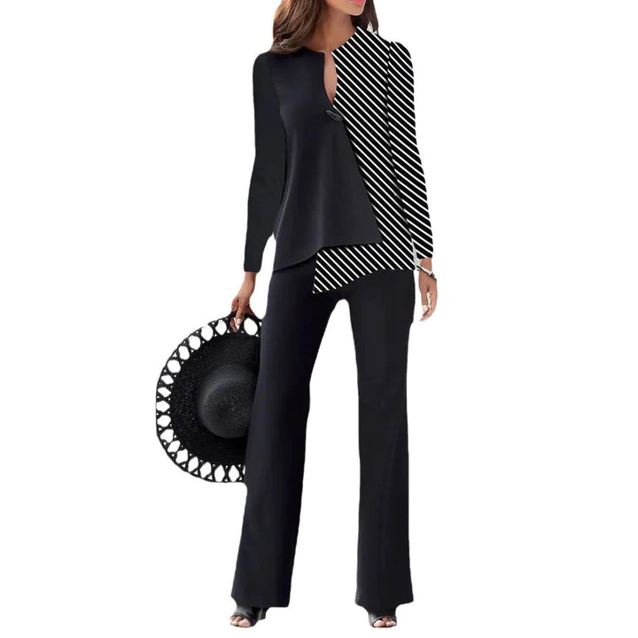 Damen Elegantes und modernes Hosenanzug-Set mit asymmetrischem Design Drune