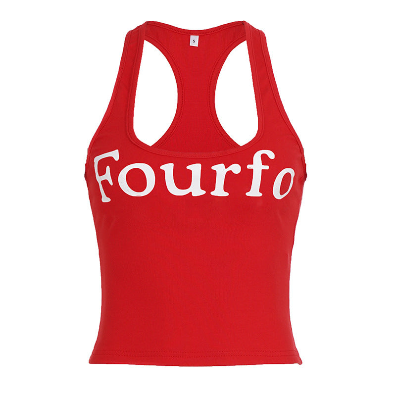 Damen Sportliches Crop-Top mit hohem Kragen und auffälligem Druck Drune