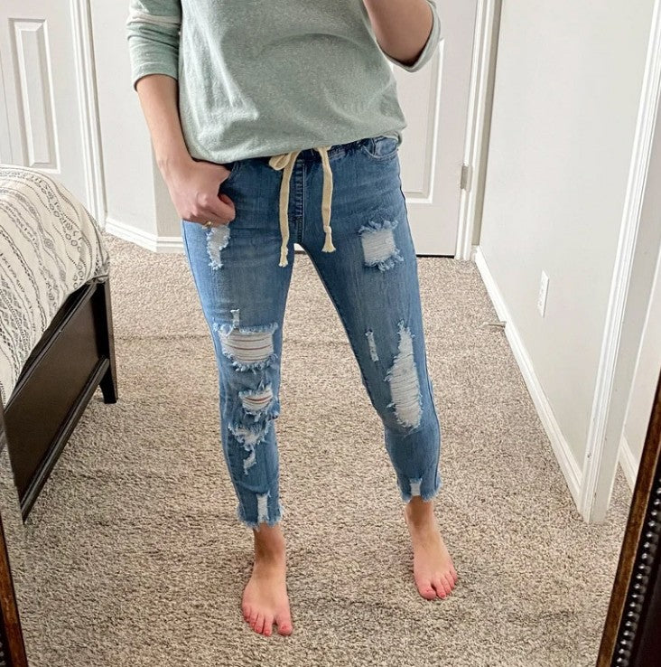 Damen Skinny Jeans mit lässigem Used-Look Drune