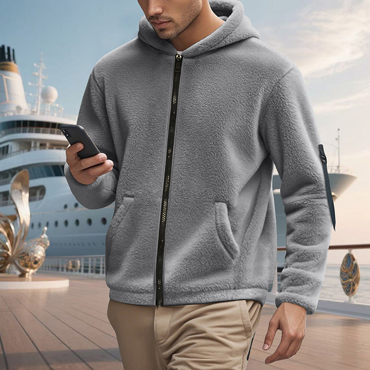 Herren kuscheliger Fleece-Hoodie mit glänzendem Reißverschluss und praktischen Taschen Drune
