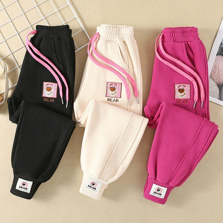 Damen bequeme Sweatpants mit aufgesticktem Motiv und elastischem Bund Drune