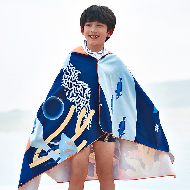 Unisex Strandponcho mit Hai-Motiv Drune