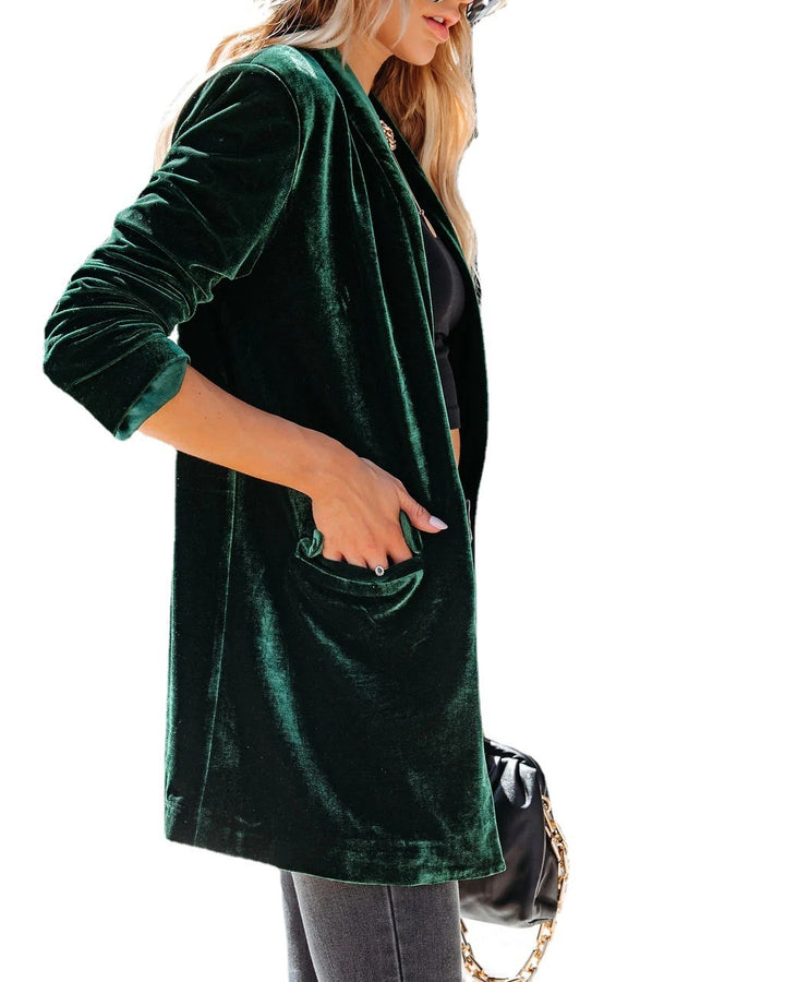 Damen lässiger Long-Cardigan mit offenen Fronten und praktischen Taschen Drune