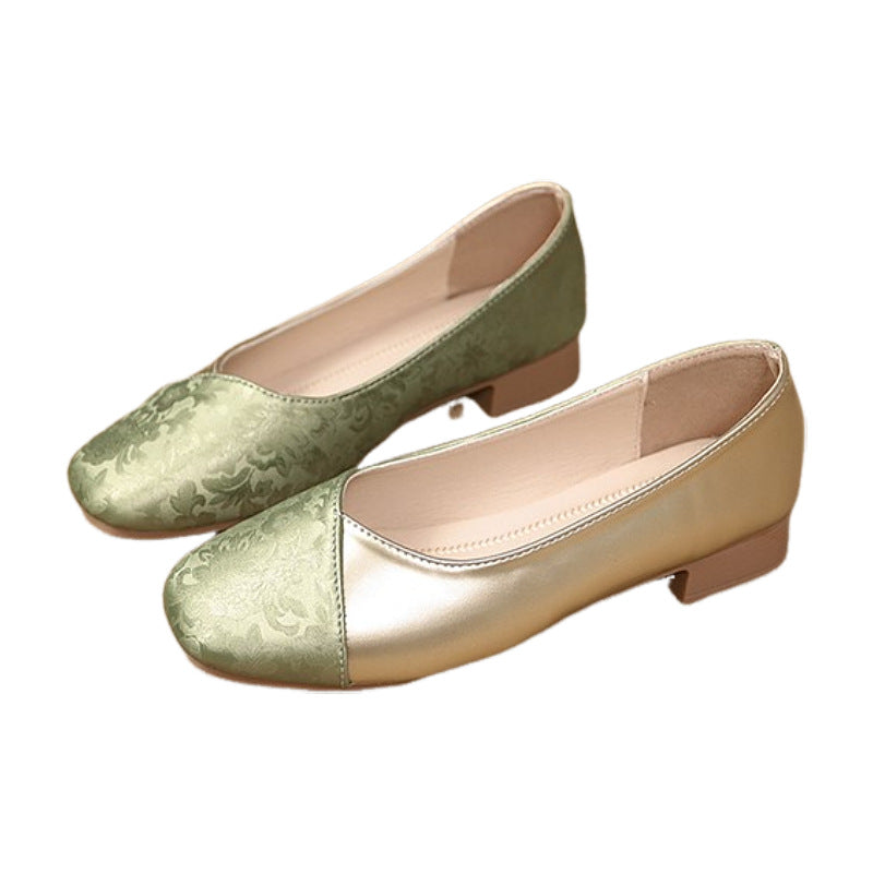 Damen elegante Ballerinas mit modischem Metallic-Akzent und floralem Design Drune