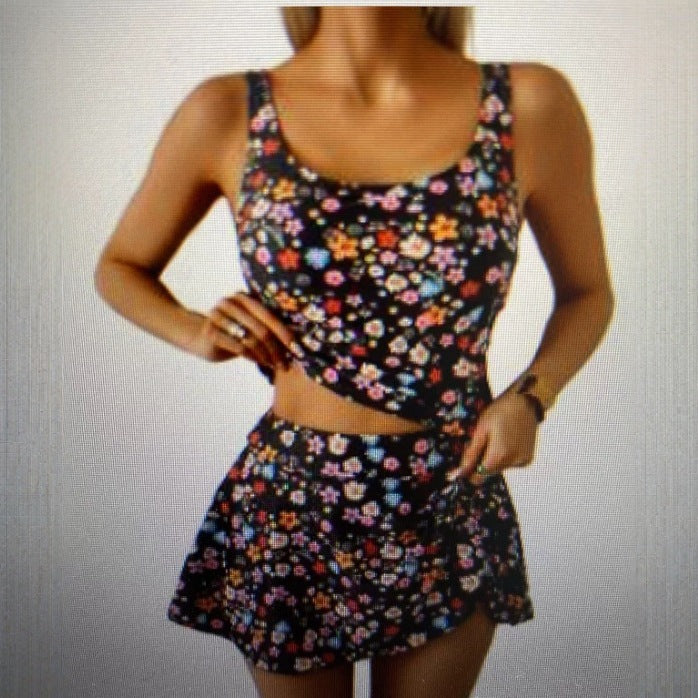 Damen Sportliches Tankini-Set mit schmeichelndem Rock Drune