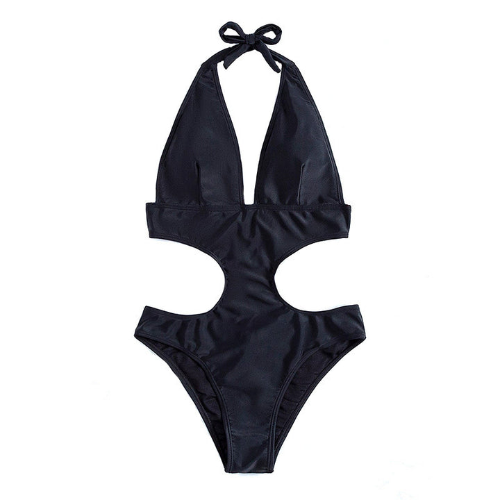 Damen Einteiler Badeanzug mit tiefem V-Ausschnitt und seitlichen Cut-Outs Drune