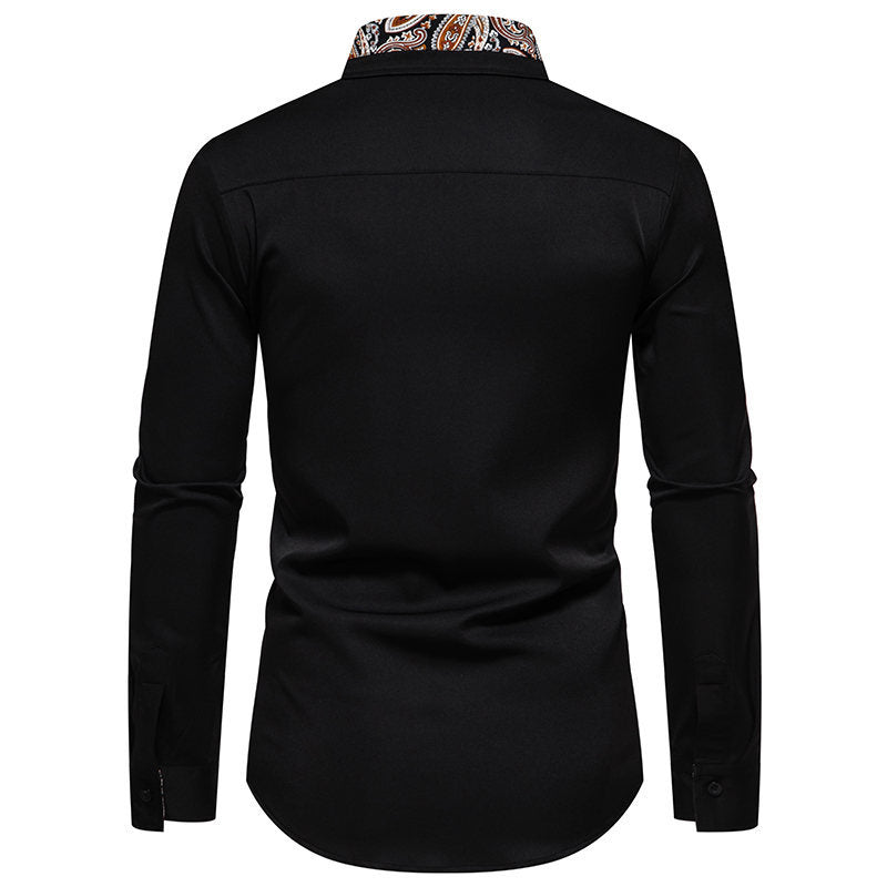 Herren klassisches Langarmhemd mit modernem Paisley-Muster Drune