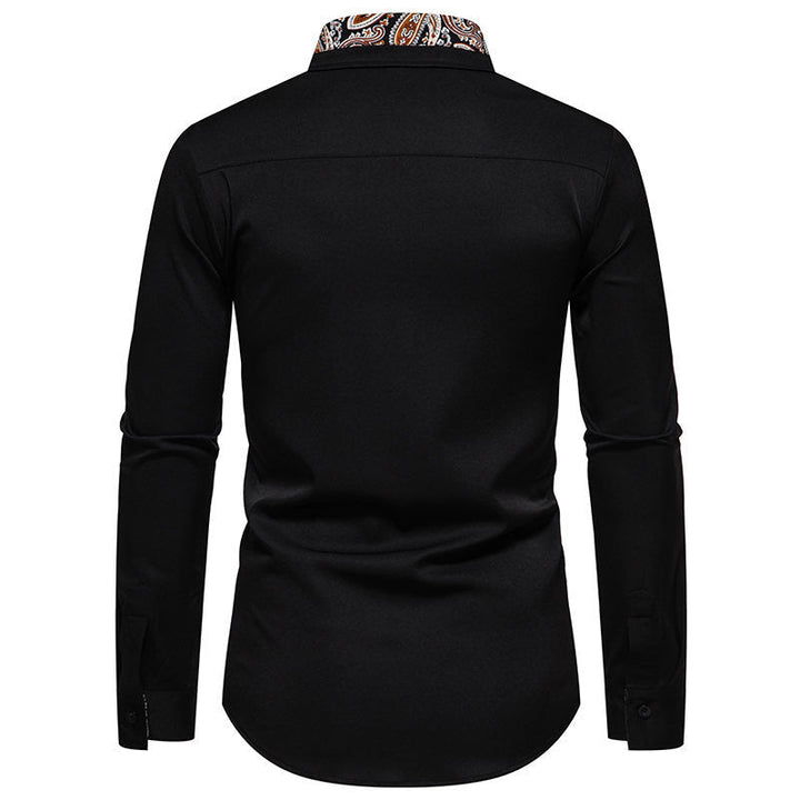 Herren klassisches Langarmhemd mit modernem Paisley-Muster Drune