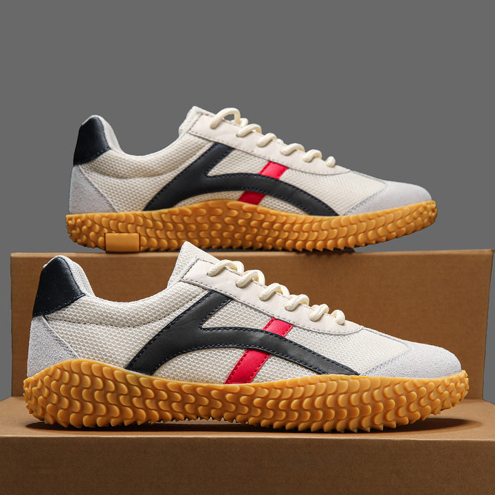 Unisex nan retro-urbaner Mesh-Sneaker mit profilierter Gummilaufsohle und Veloursleder-Zehenkappe Drune
