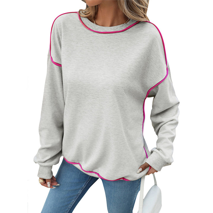 Damen lässiger Sweatshirt mit kontrastierenden Paspeln und weitem Schnitt Drune