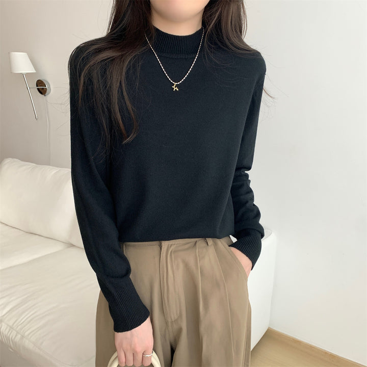 Damen Feinstrickpullover mit modernem Stehkragen und lässigem Schnitt Drune