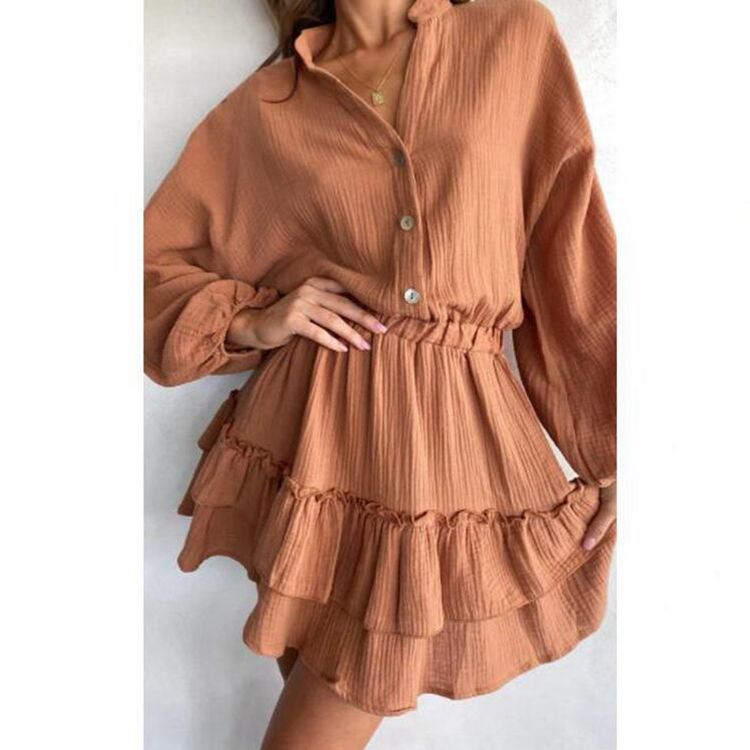 Damen Blusenkleid mit Rüschendetails und tailliertem Schnitt Drune