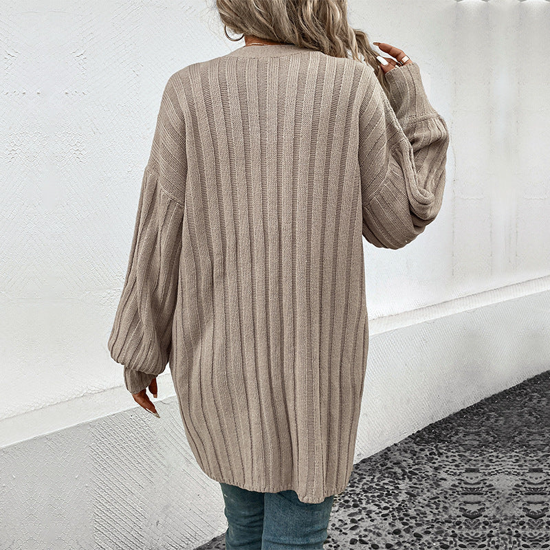Damen Strickjacke mit Rippenmuster und lockerem Schnitt Drune