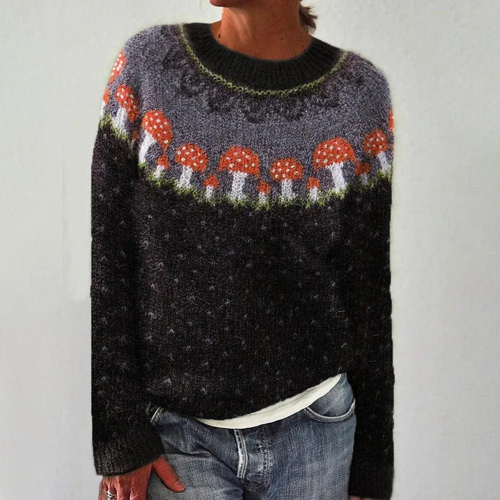 Damen kuscheliger Pullover mit lebhaftem Landschaftsmuster Drune