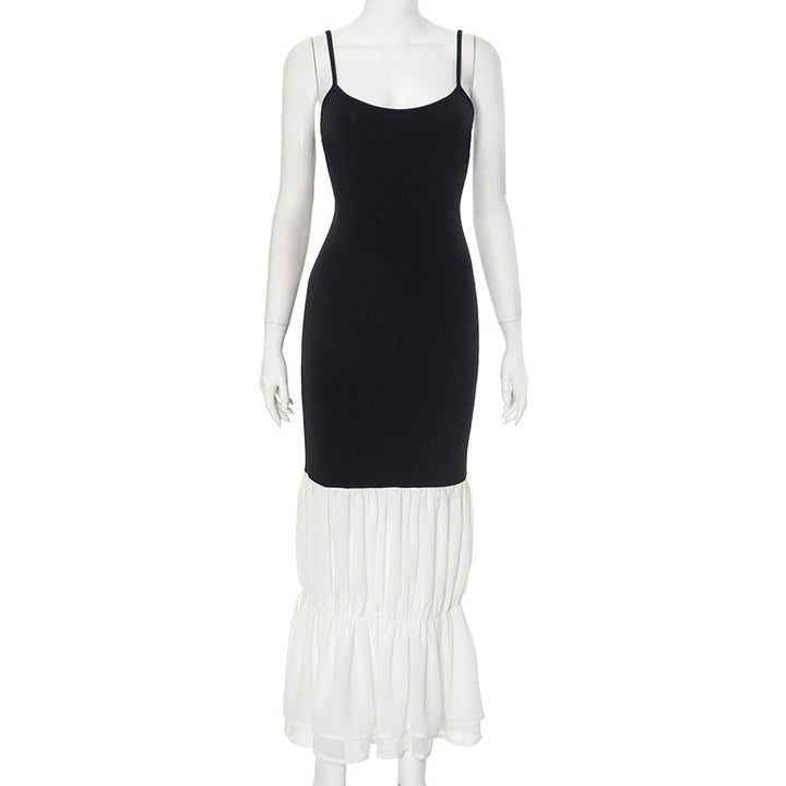 Damen Langarm Maxi-Kleid mit Rüschensaum Drune