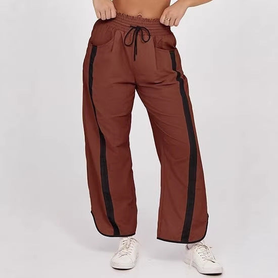 Damen lockere Sporthose mit elastischem Bund und Kontraststreifen Drune