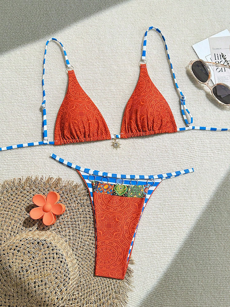 Damen Triangel-Bikini mit geflochtenen Akzenten und verstellbaren Trägern Drune
