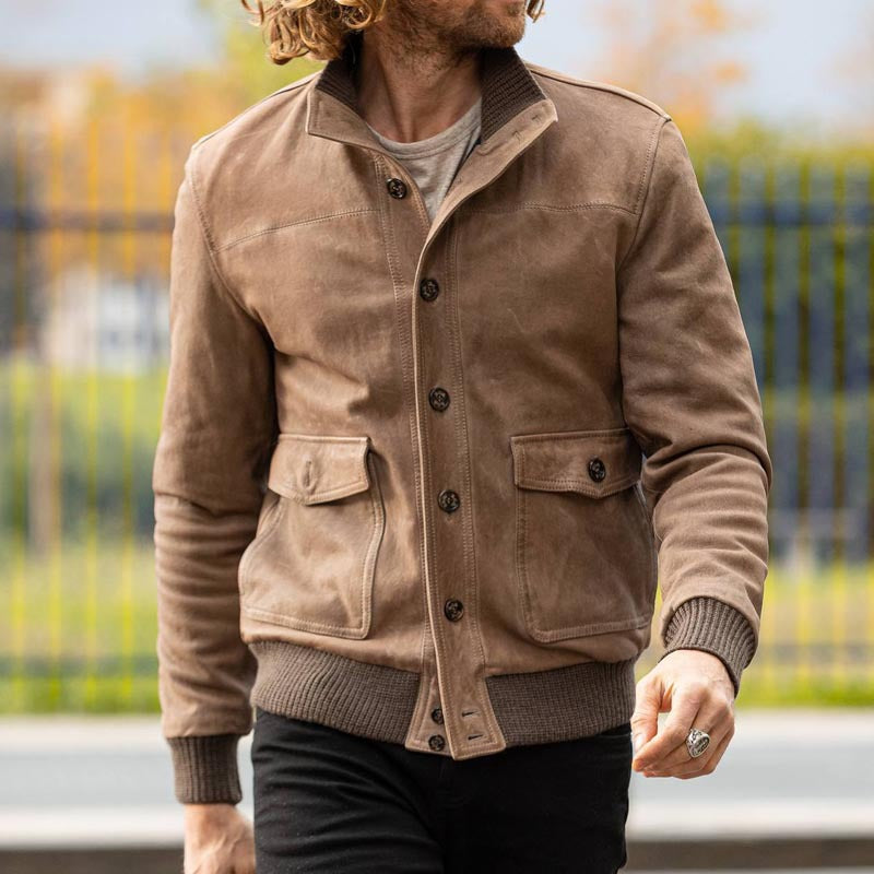 Herren elegante Suede Bomberjacke