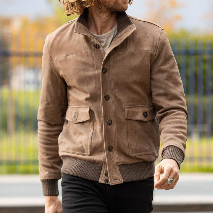 Herren elegante Suede Bomberjacke