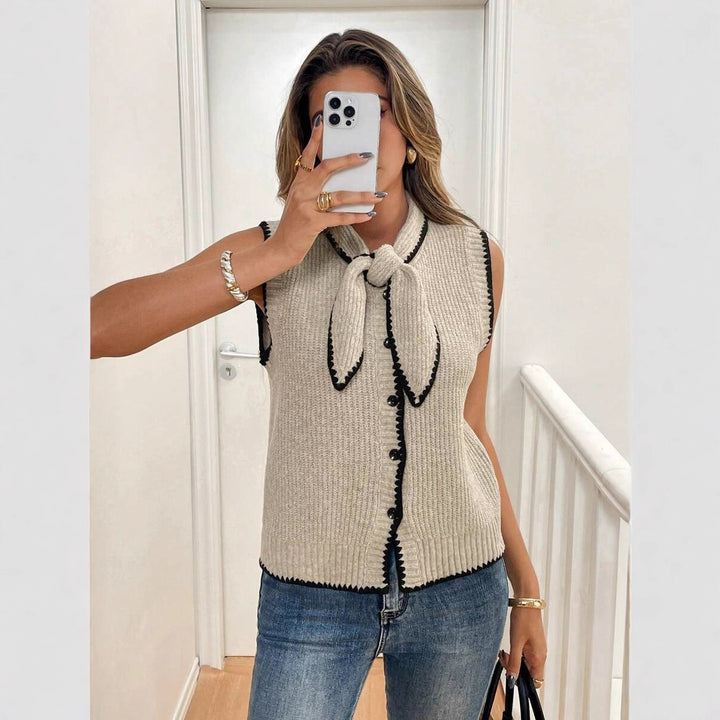 Damen Stricktop mit dekorativem Schaldetail und strukturierter Oberfläche Drune