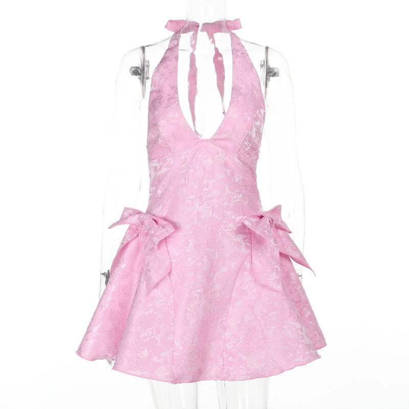 Damen verspieltes Cocktailkleid mit Schleifenapplikationen Drune