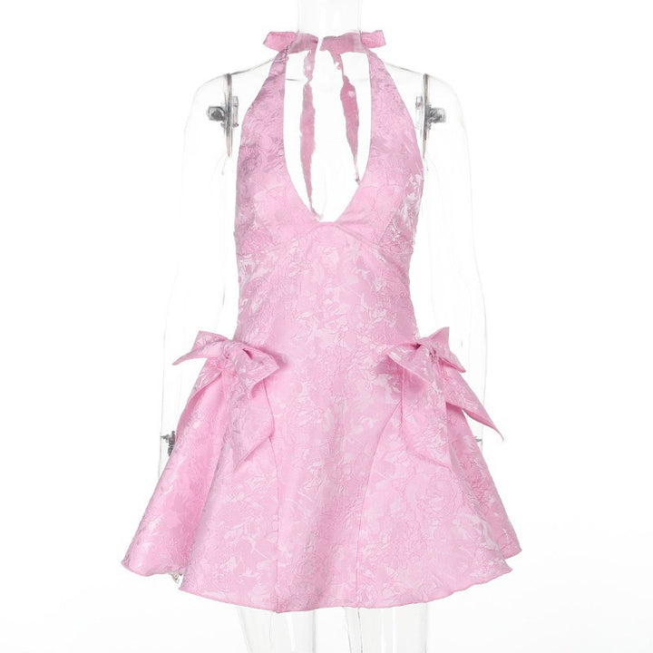Damen verspieltes Cocktailkleid mit Schleifenapplikationen Drune