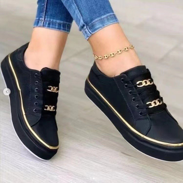 Damen Sneakers mit modischem Satin-Obermaterial und eleganten Goldakzenten Drune