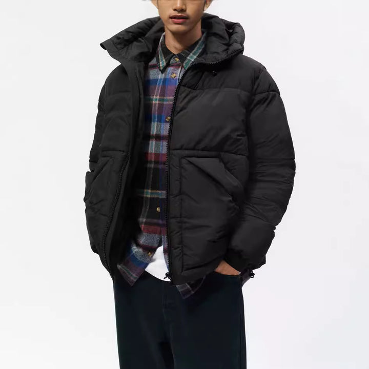 Herren gesteppte Winterjacke mit Kapuze und großzügigen Taschen Drune