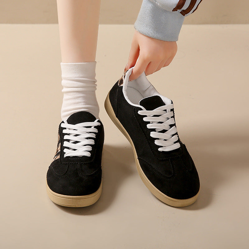 Damen Sneakers aus Wildleder mit modischem Leopardenmuster Drune
