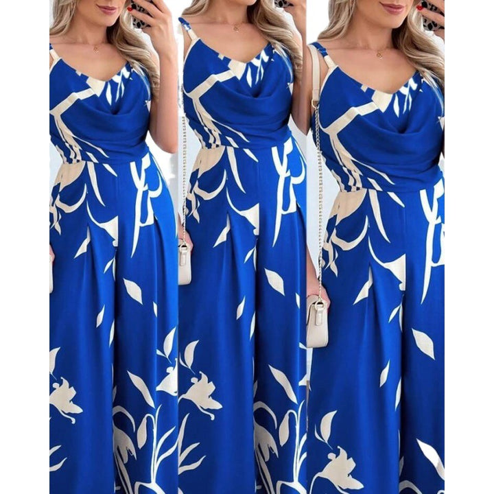 Damen eleganter Overall mit gefaltetem Oberteil und floralem Design Drune